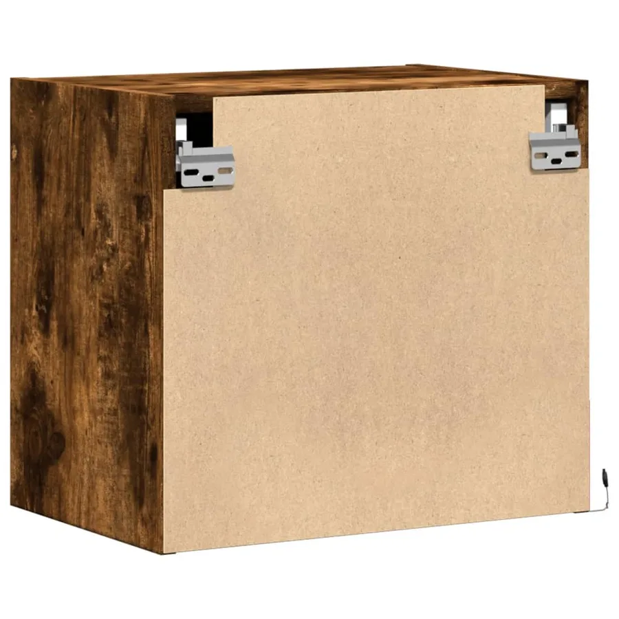 Tables de chevet murales avec lumières LED 2 pcs chêne fumé - 9