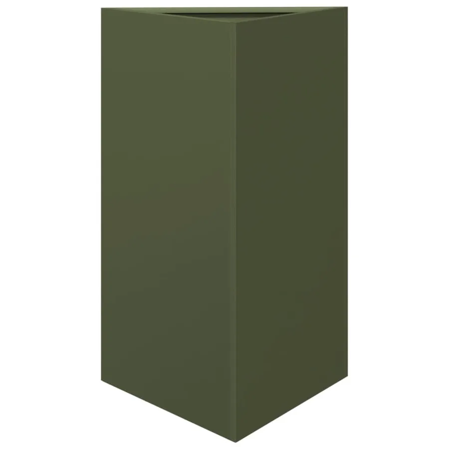 Jardinière vert olive triangulaire 50x43x75 cm acier - 2