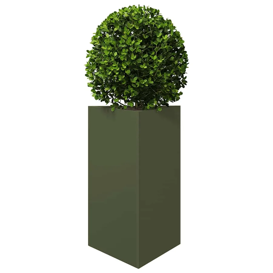 Jardinière vert olive triangulaire 50x43x75 cm acier - 3