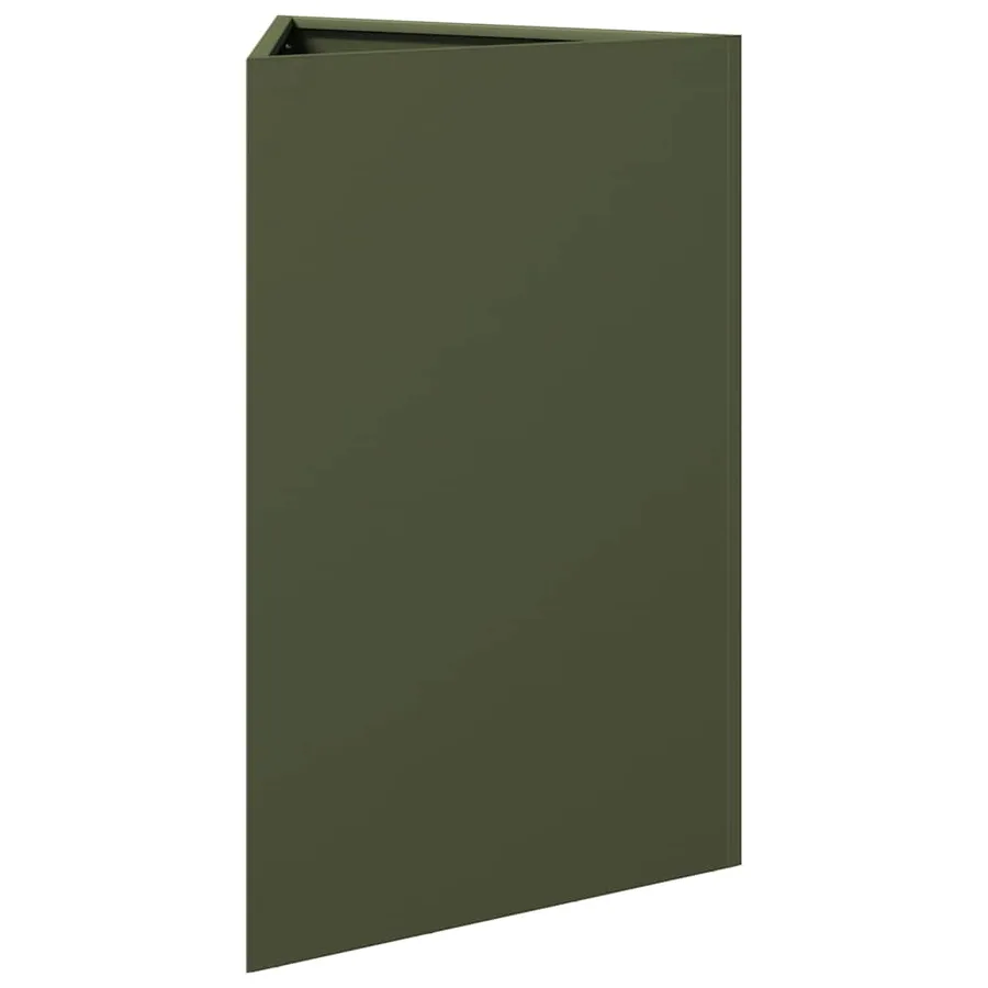 Jardinière vert olive triangulaire 50x43x75 cm acier - 4