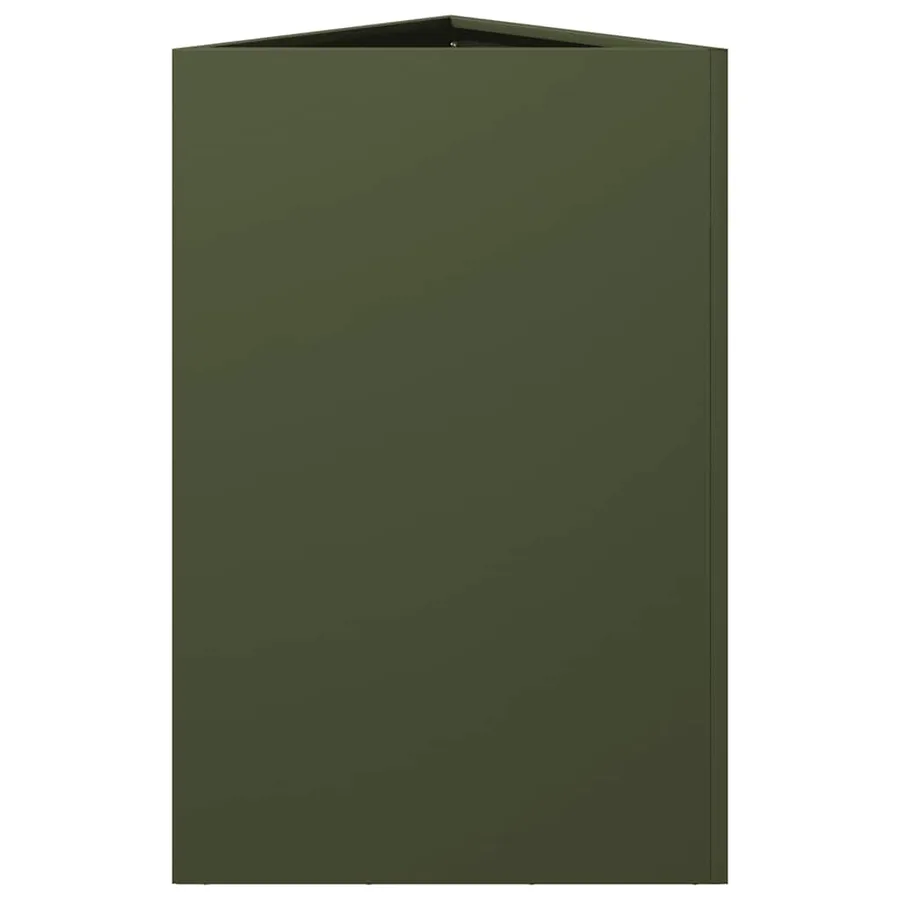 Jardinière vert olive triangulaire 50x43x75 cm acier - 5