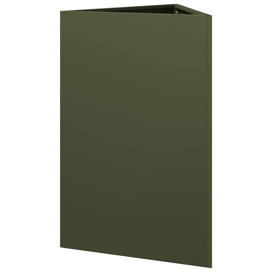 Jardinière vert olive triangulaire 50x43x75 cm acier - 6