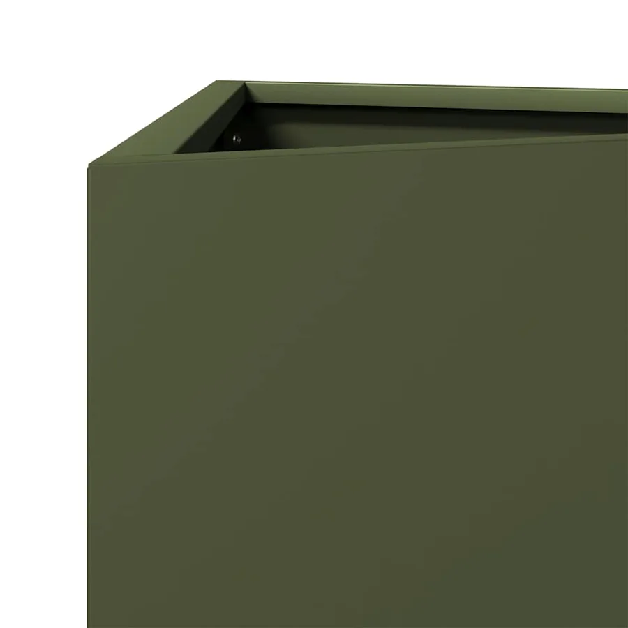 Jardinière vert olive triangulaire 50x43x75 cm acier - 7