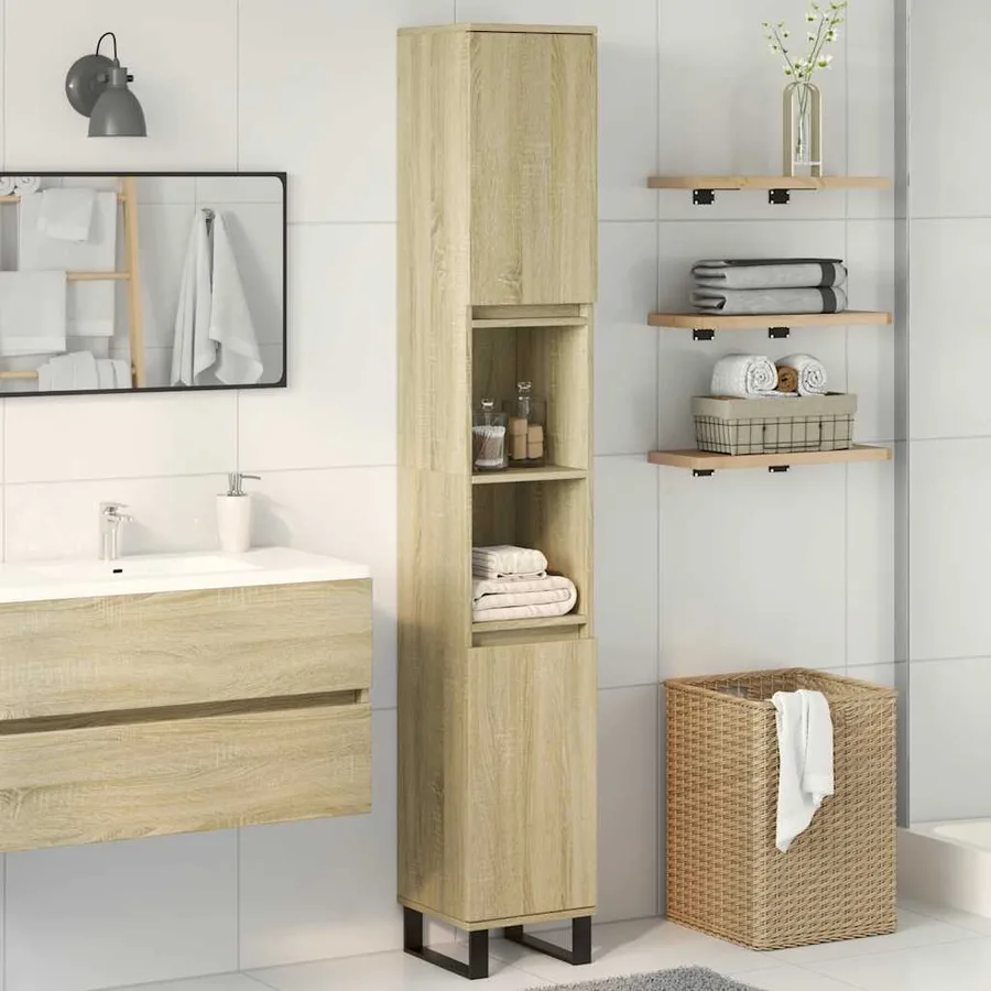 Armoire salle de bain chêne sonoma 30x30x190 cm - 3