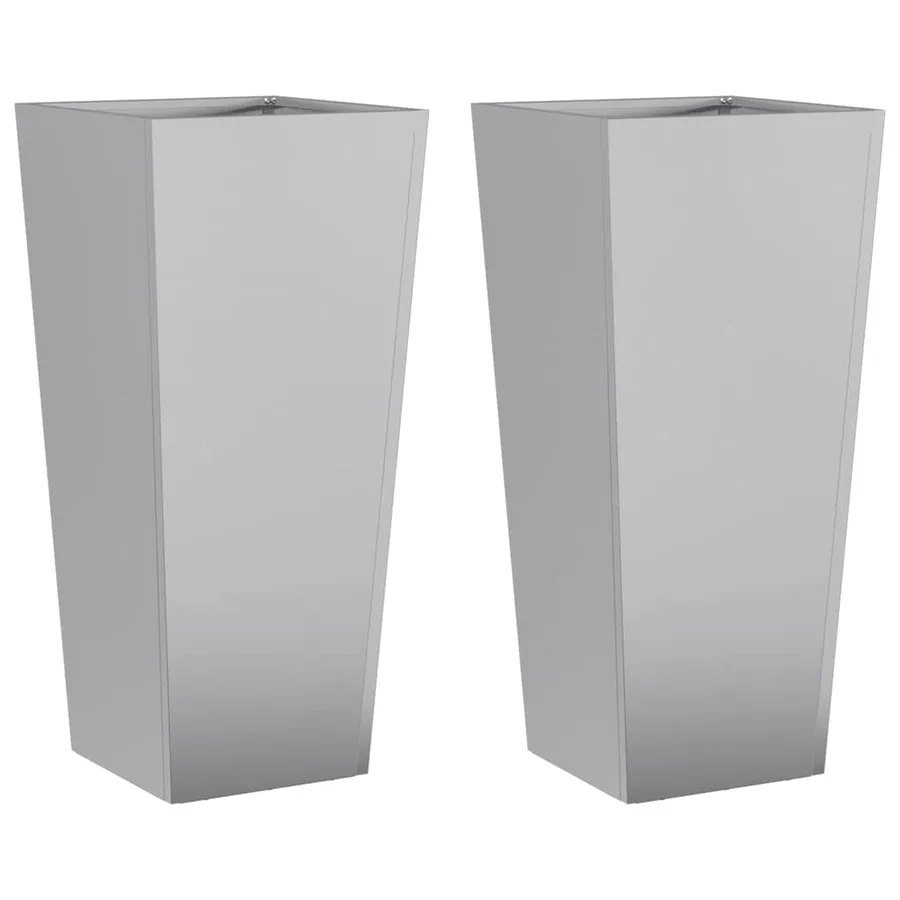 Jardinières 2 pcs 35x35x75 cm acier galvanisé - 2