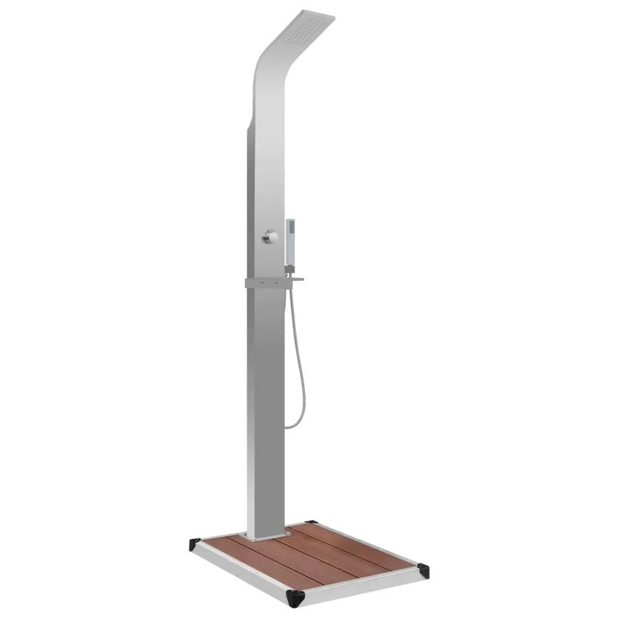 Douche d'extérieur avec receveur de douche WPC Acier inoxydable - 2