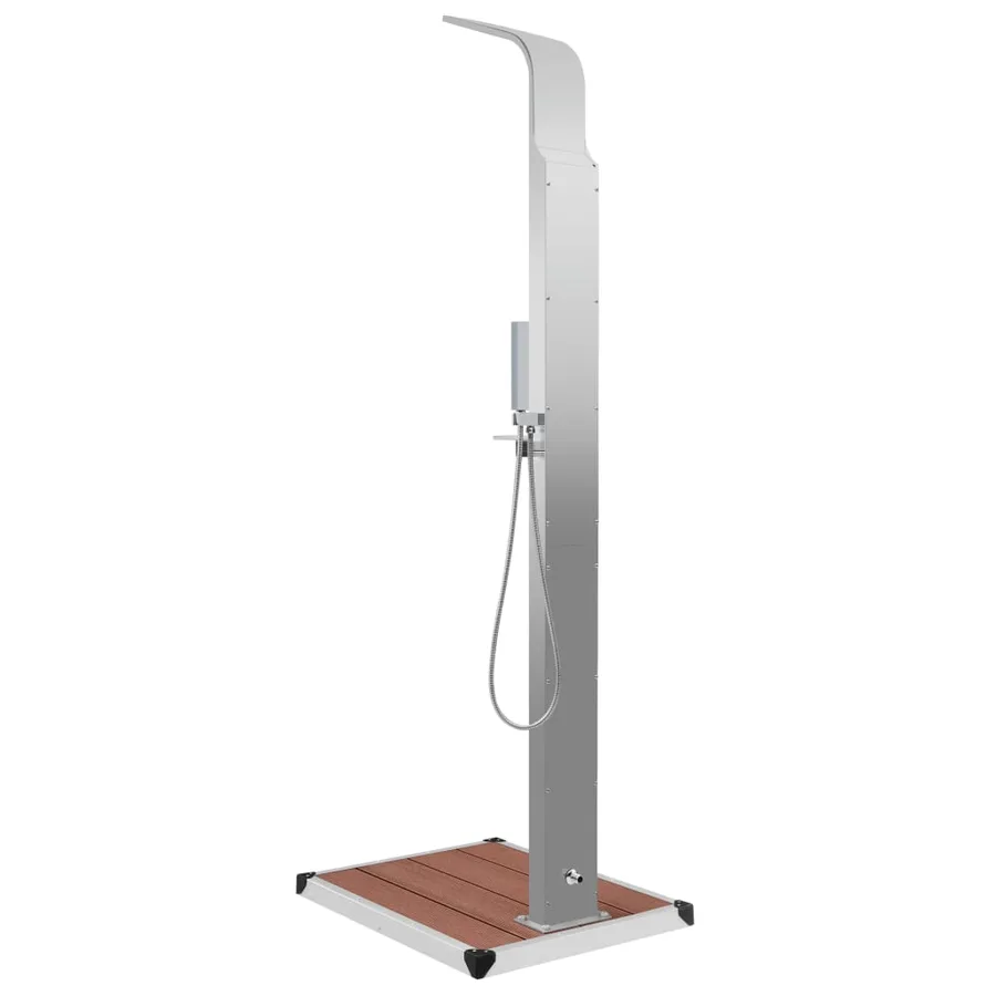 Douche d'extérieur avec receveur de douche WPC Acier inoxydable - 6