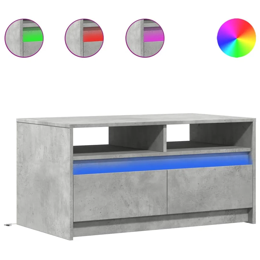 Table basse avec lumières LED gris béton bois d'ingénierie - 2
