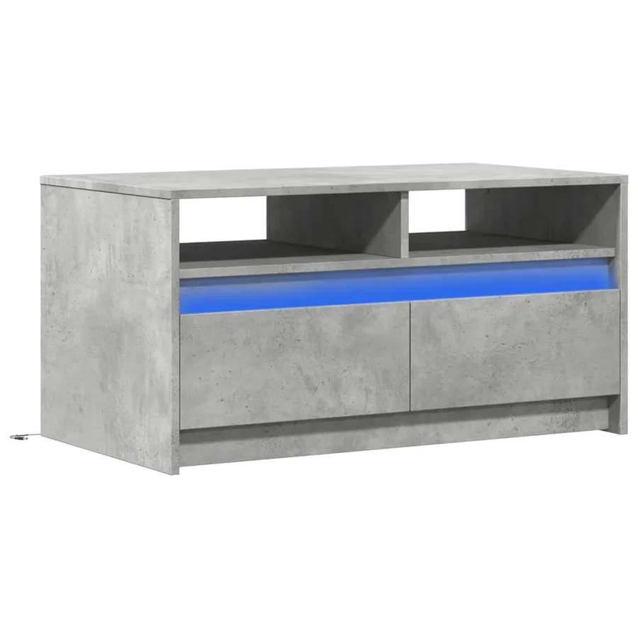 Table basse avec lumières LED gris béton bois d'ingénierie - 3