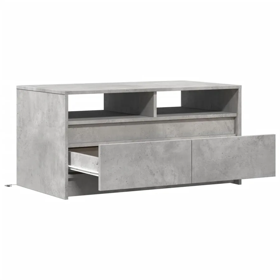 Table basse avec lumières LED gris béton bois d'ingénierie - 9