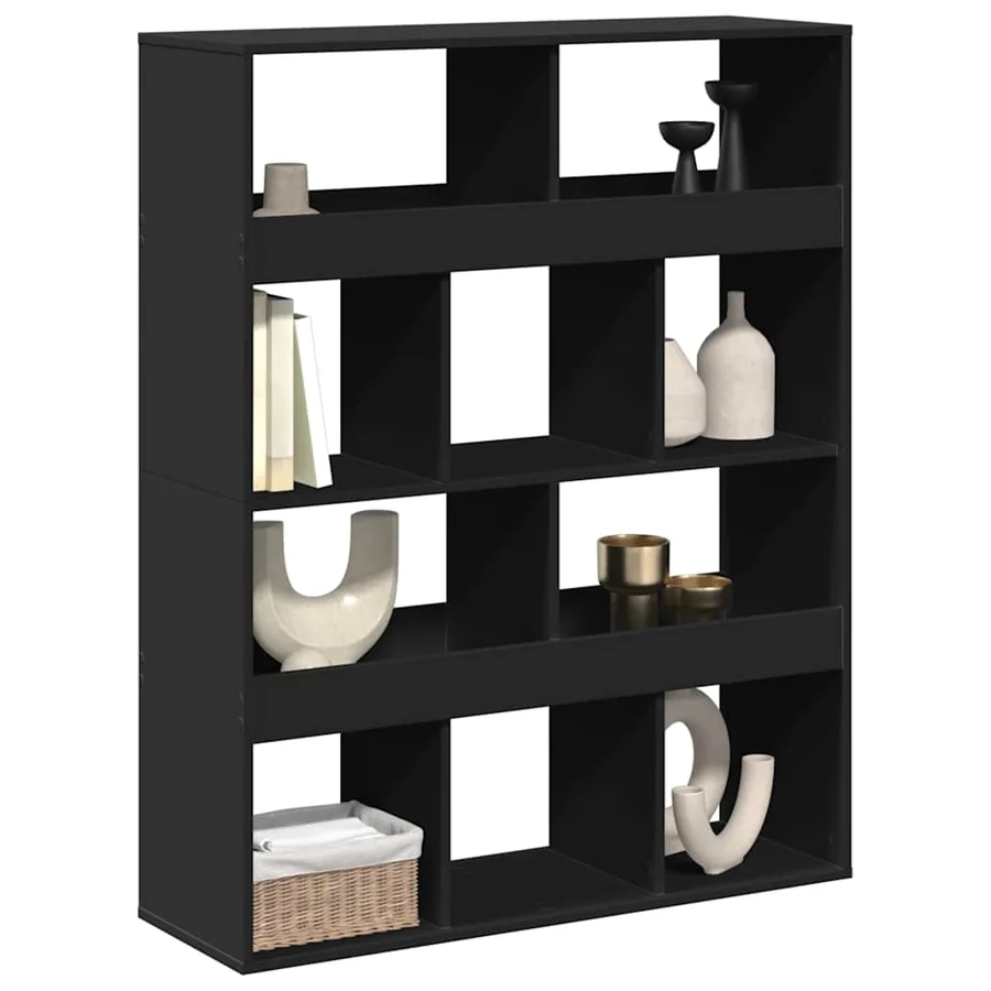 Cloison de séparation noir 100x33x125,5 cm bois d'ingénierie - 3