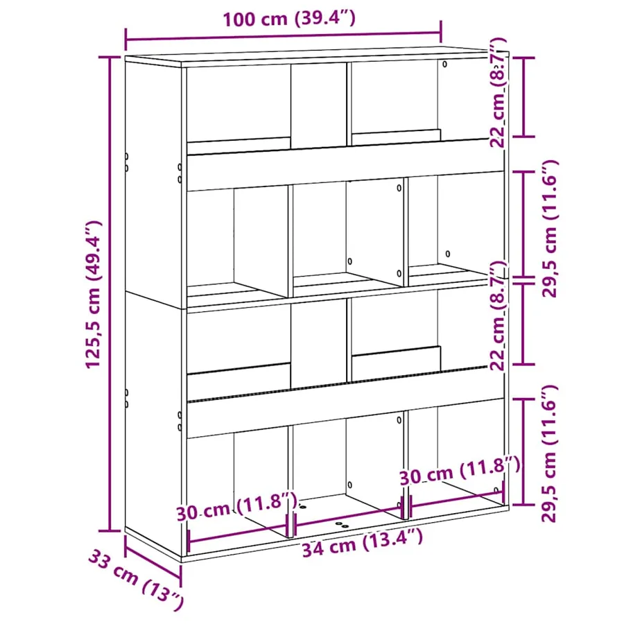 Cloison de séparation noir 100x33x125,5 cm bois d'ingénierie - 9