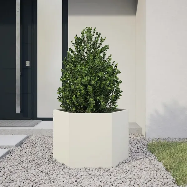 Jardinière blanc hexagone 69x60x45 cm acier