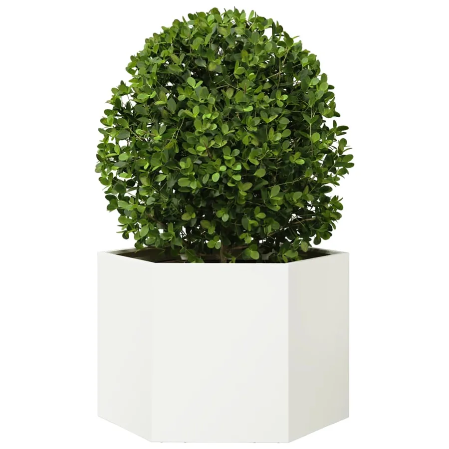 Jardinière blanc hexagone 69x60x45 cm acier - 3