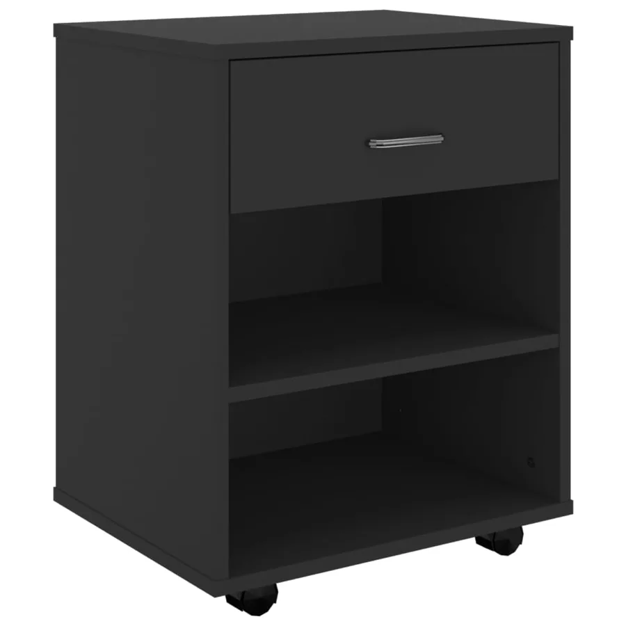 Armoire à roulettes Noir 46x36x59 cm Bois d'ingénierie - 2