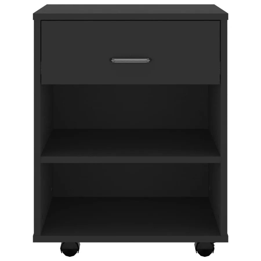 Armoire à roulettes Noir 46x36x59 cm Bois d'ingénierie - 4
