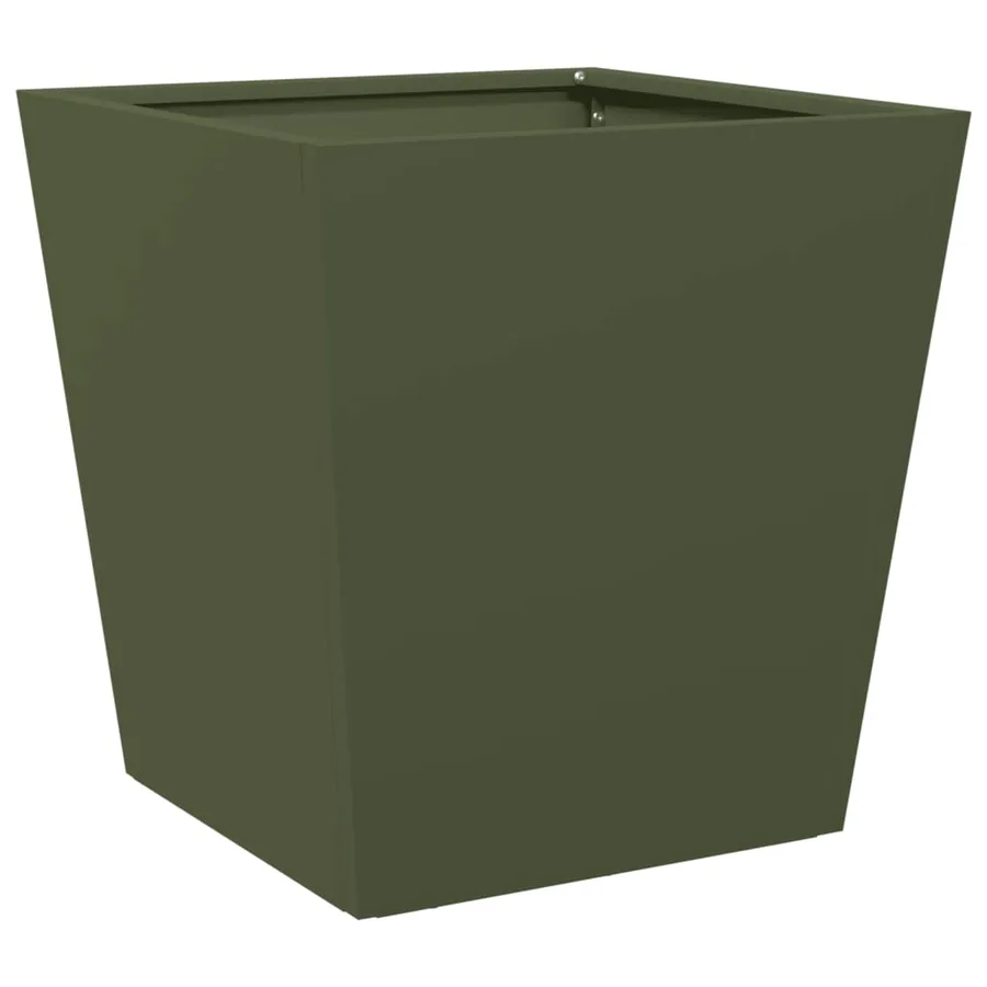 Jardinière vert olive 40x40x40 cm acier - 2