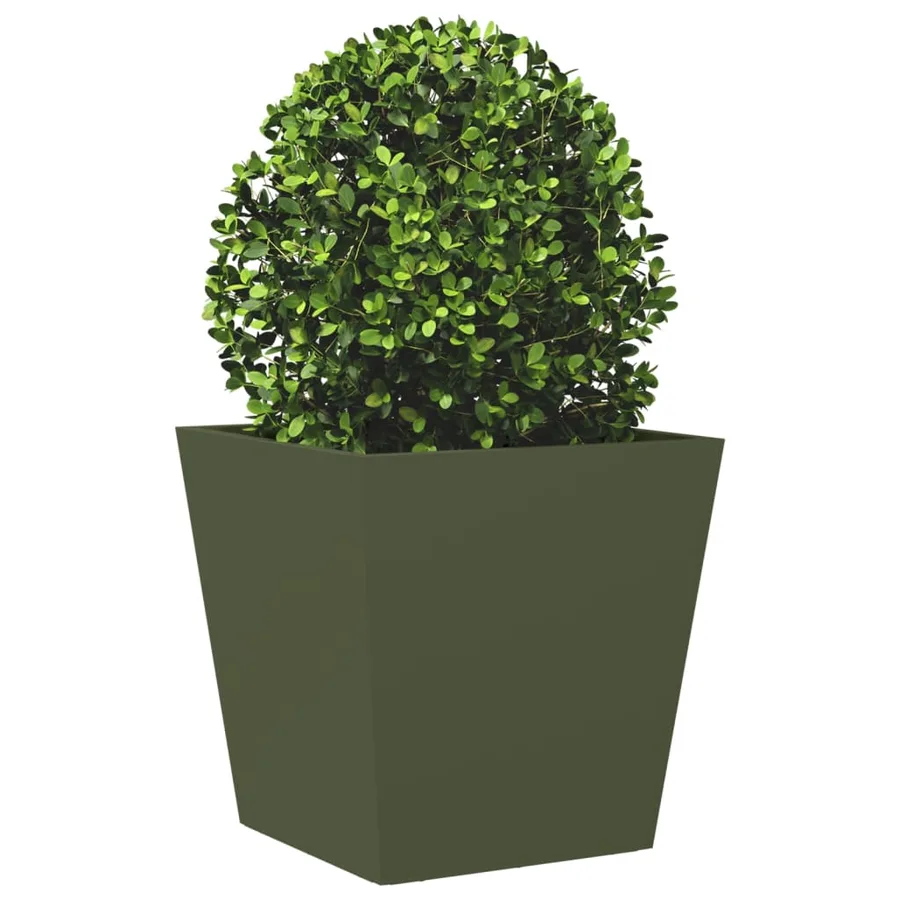 Jardinière vert olive 40x40x40 cm acier - 3