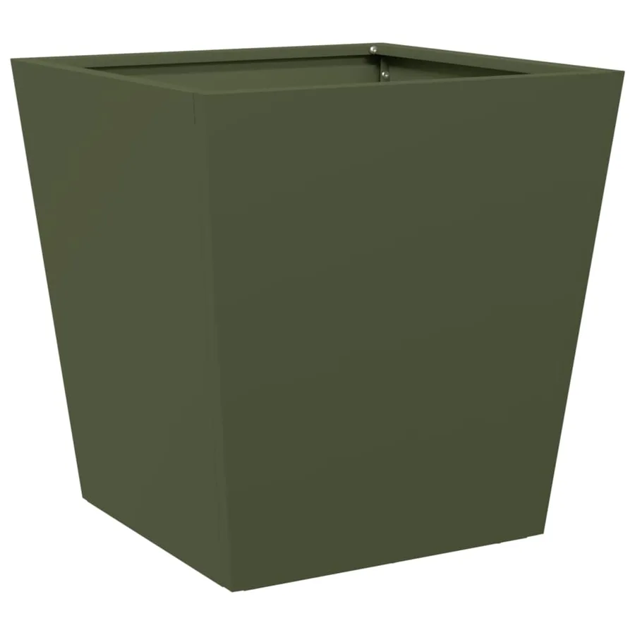 Jardinière vert olive 40x40x40 cm acier - 6