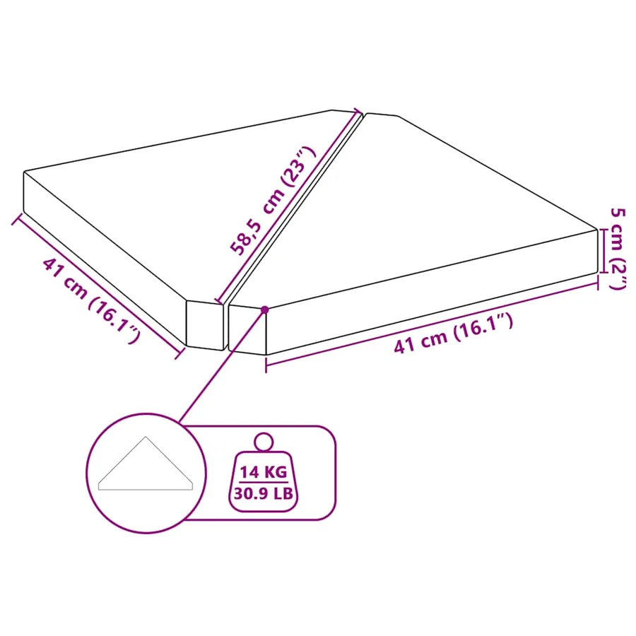 Plaques de poids de parasol 2 pcs triangulaire granit noir 14kg - 8