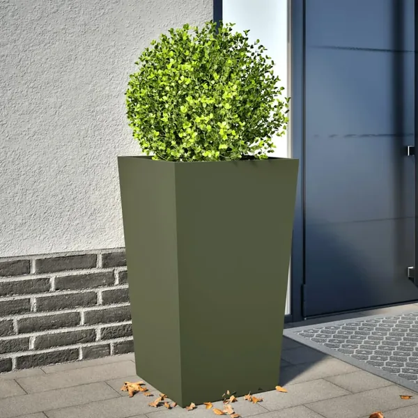 Jardinière vert olive 45x45x75 cm acier