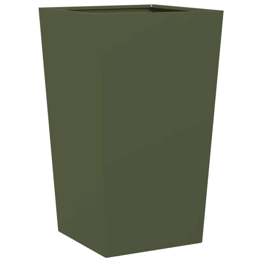 Jardinière vert olive 45x45x75 cm acier - 2