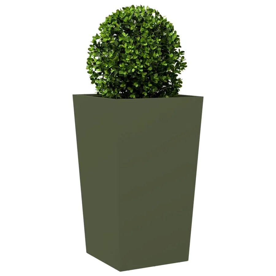 Jardinière vert olive 45x45x75 cm acier - 3