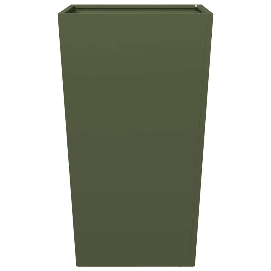 Jardinière vert olive 45x45x75 cm acier - 4
