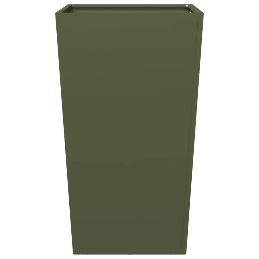 Jardinière vert olive 45x45x75 cm acier - 5