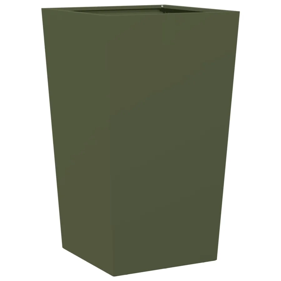 Jardinière vert olive 45x45x75 cm acier - 6