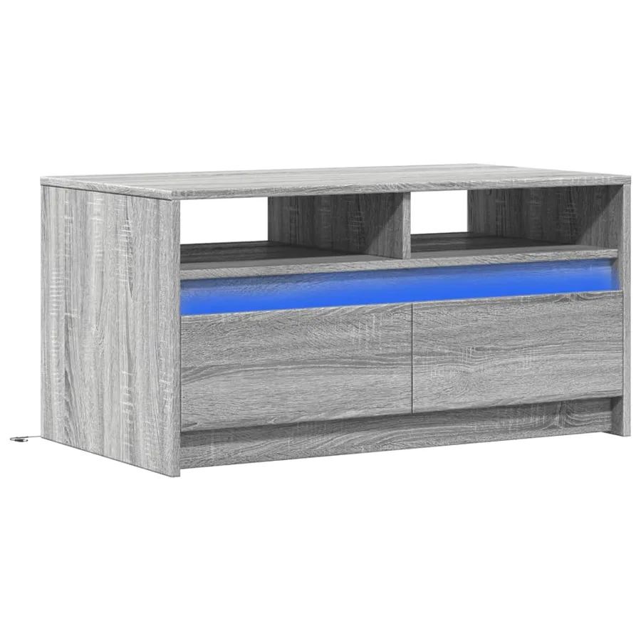 Table basse avec lumières LED sonoma gris bois d'ingénierie - 3