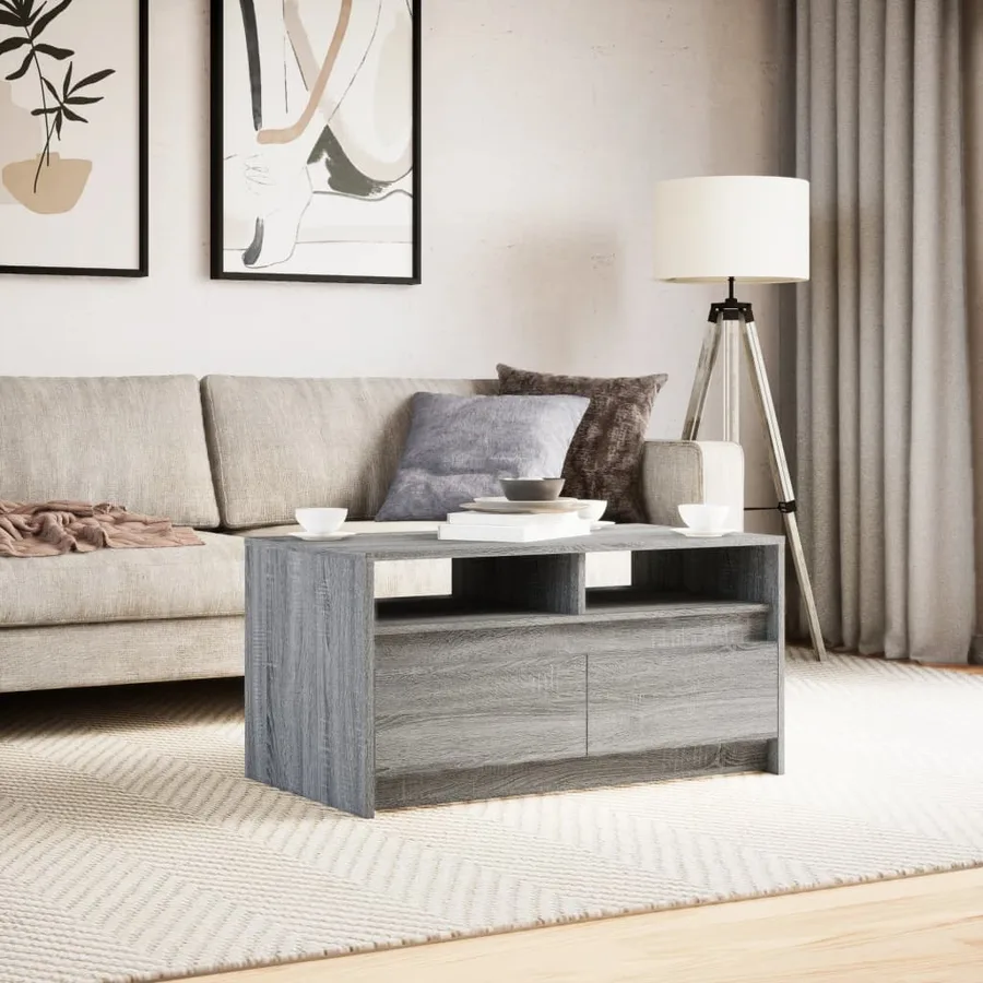 Table basse avec lumières LED sonoma gris bois d'ingénierie - 4