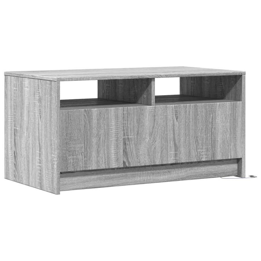 Table basse avec lumières LED sonoma gris bois d'ingénierie - 8