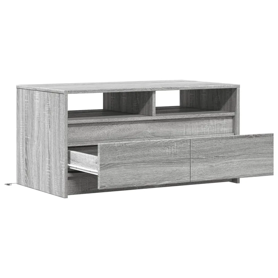 Table basse avec lumières LED sonoma gris bois d'ingénierie - 9