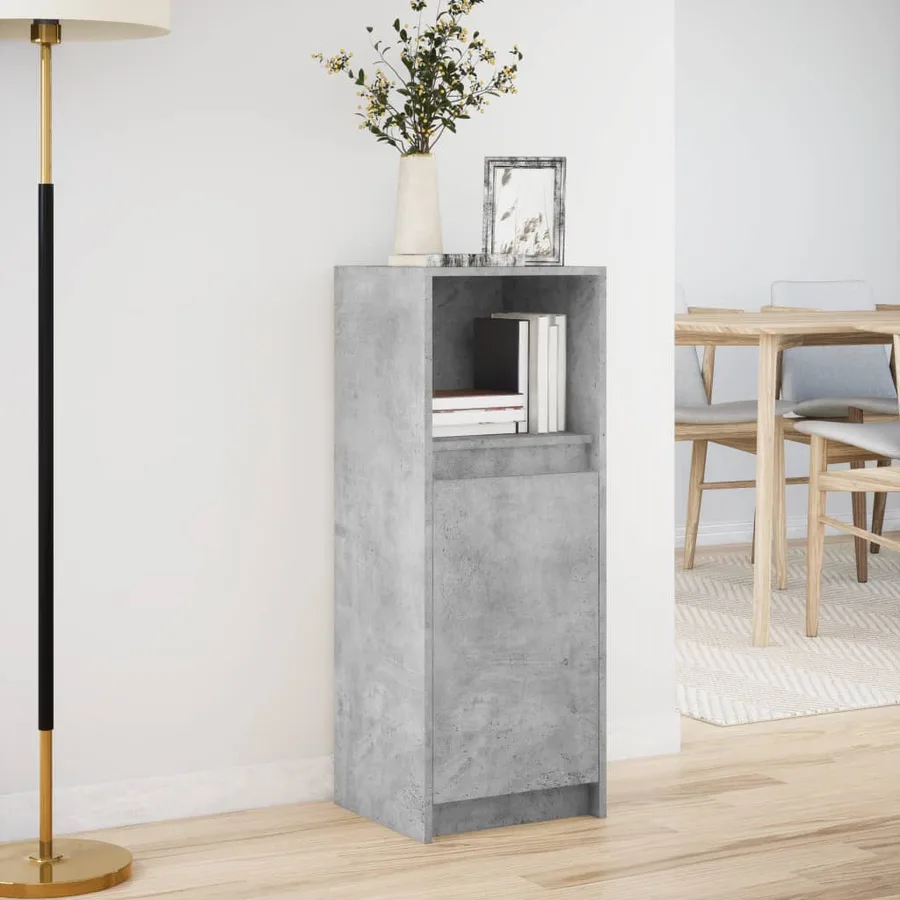 Buffet avec LED gris béton 38x34x100 cm bois d'ingénierie - 4