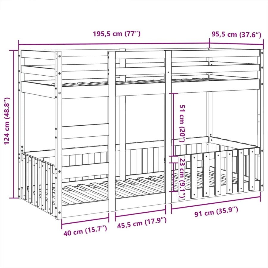Lit superposé Blanc 90x190 cm Bois de pin massif - 10