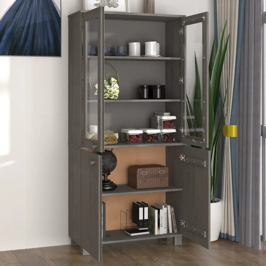 Buffet HAMAR Bois massif de pin Gris clair - 7
