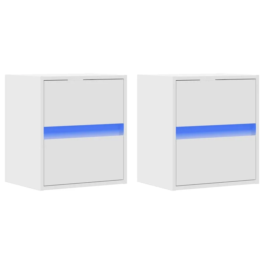 Meubles TV muraux avec lumières LED 2 pcs blanc 41x31x45 cm - 3