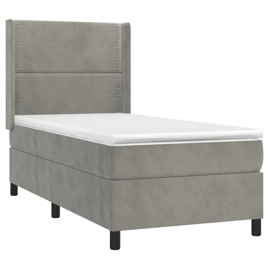 Sommier à lattes de lit matelas et LED Gris clair 100x200 cm - 4