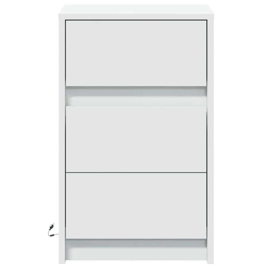 Armoire de chevet avec lumières LED blanc bois d'ingénierie - 6