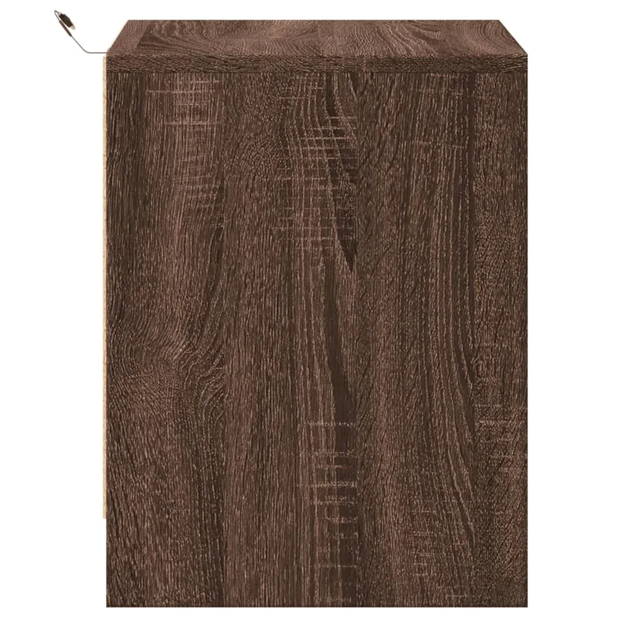 Armoire de chevet et lumières LED chêne marron bois ingénierie - 7