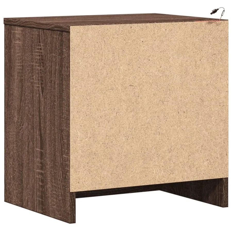 Armoire de chevet et lumières LED chêne marron bois ingénierie - 8