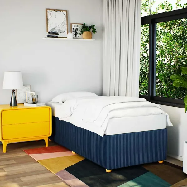Cadre de lit sans matelas bleu 90x200 cm tissu
