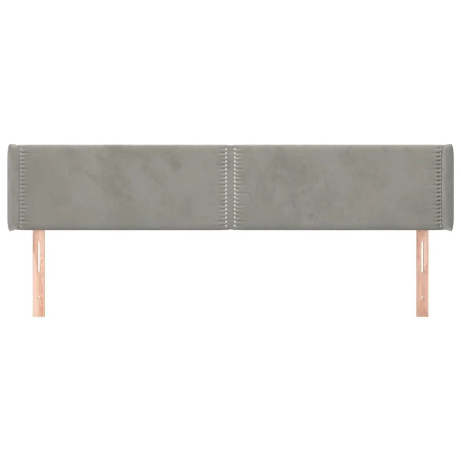 Tête de lit avec oreilles Gris clair 203x16x78/88 cm Velours - 3