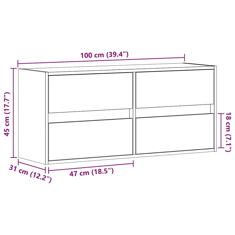 Meuble TV mural avec lumières LED chêne marron 100x31x45 cm - 16
