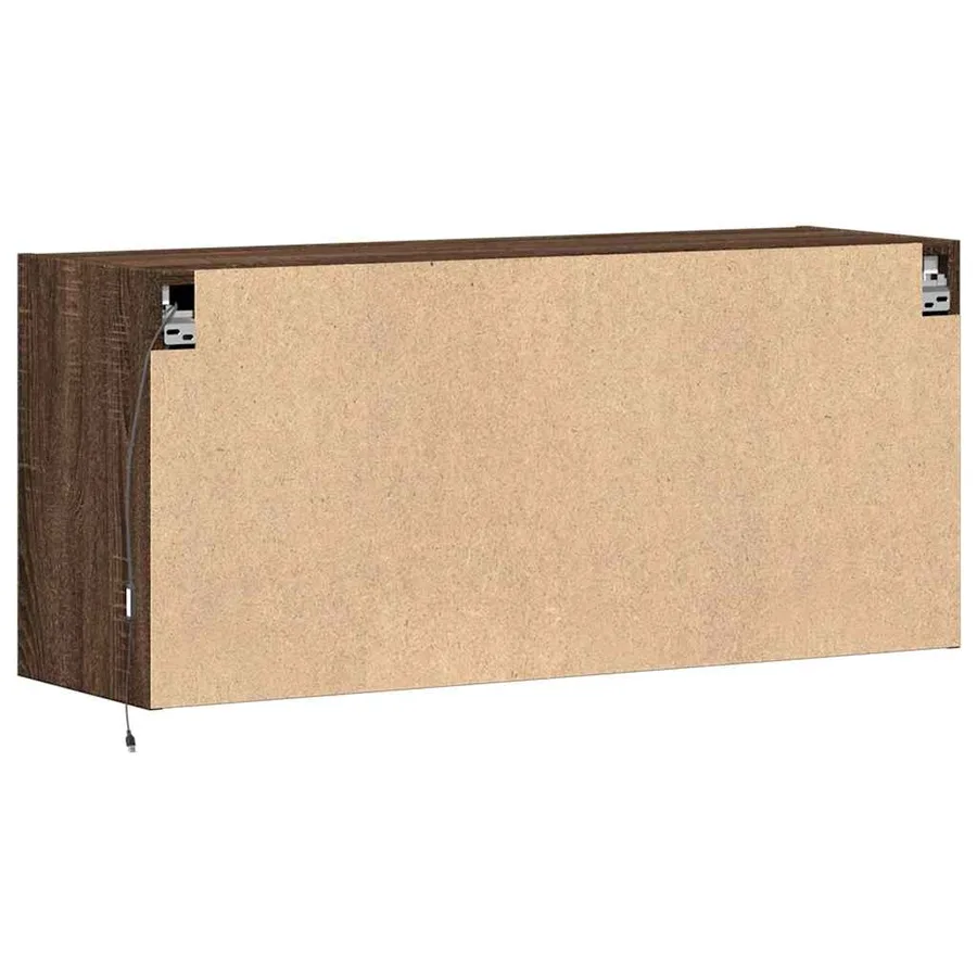 Meuble TV mural avec lumières LED chêne marron 100x31x45 cm - 8