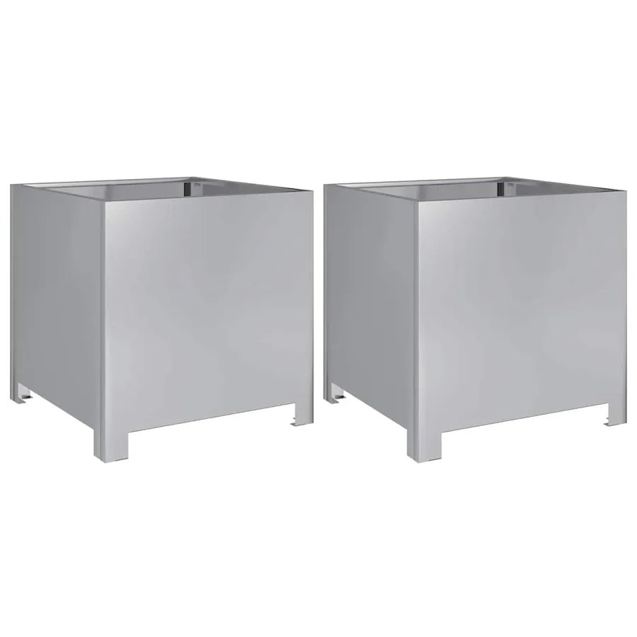 Jardinières 2 pcs 40x40x40 cm acier galvanisé - 2