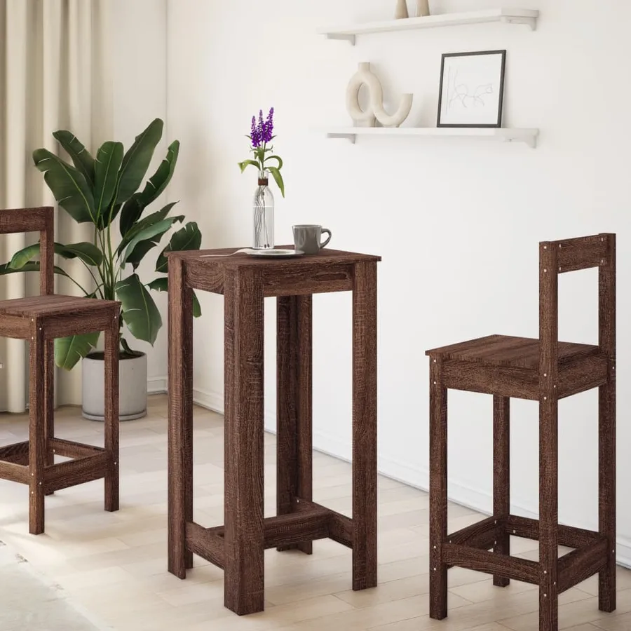 Table de bar chêne marron 51x50x103,5 cm bois d'ingénierie - 3