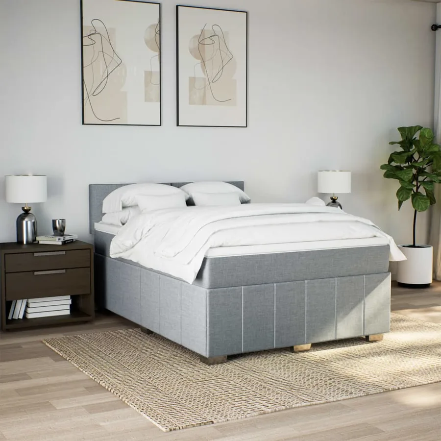 Sommier à lattes de lit avec matelas Gris clair 160x200cm Tissu - 3
