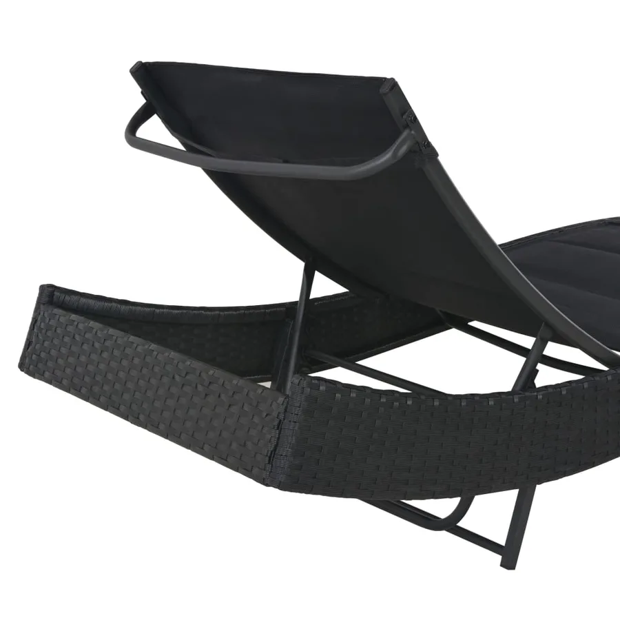 Chaise longue Résine tressée et textilène Marron - 10